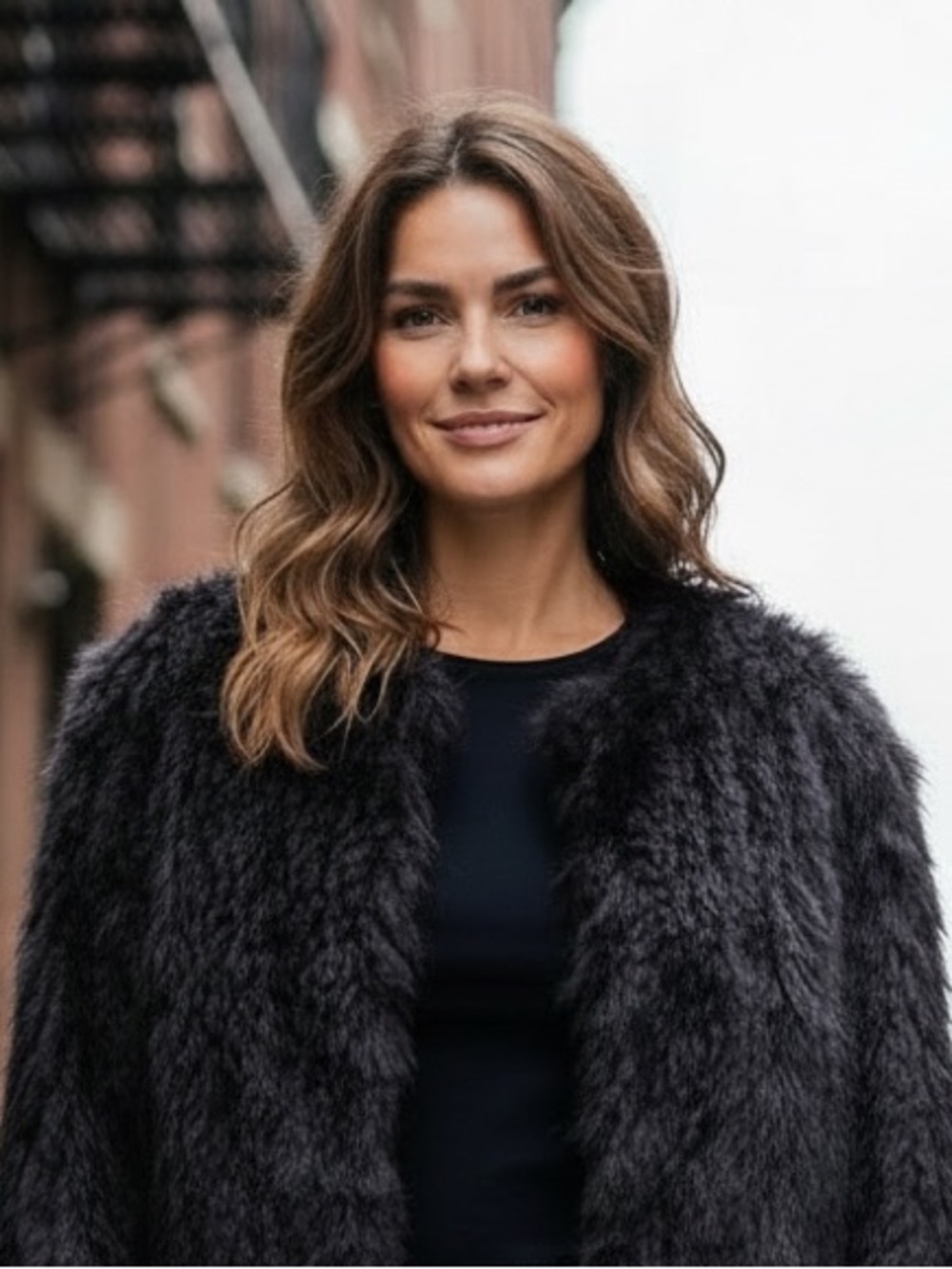 June Black Rabbit Fur Cropped Jacket EUC